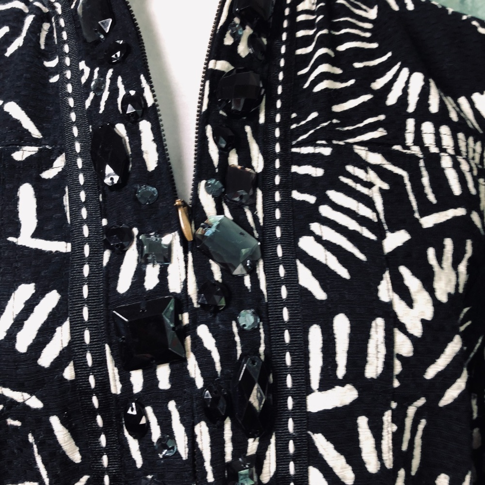 VTG Rare📌Investments Embellished w/ Black Faceted Rhinestones B&W Blazer - Picture 3 of 14